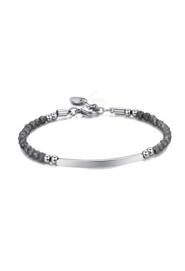 Bracciale Luca Barra Uomo Acciaio Pietre Ematite Grigio Chiaro BA858