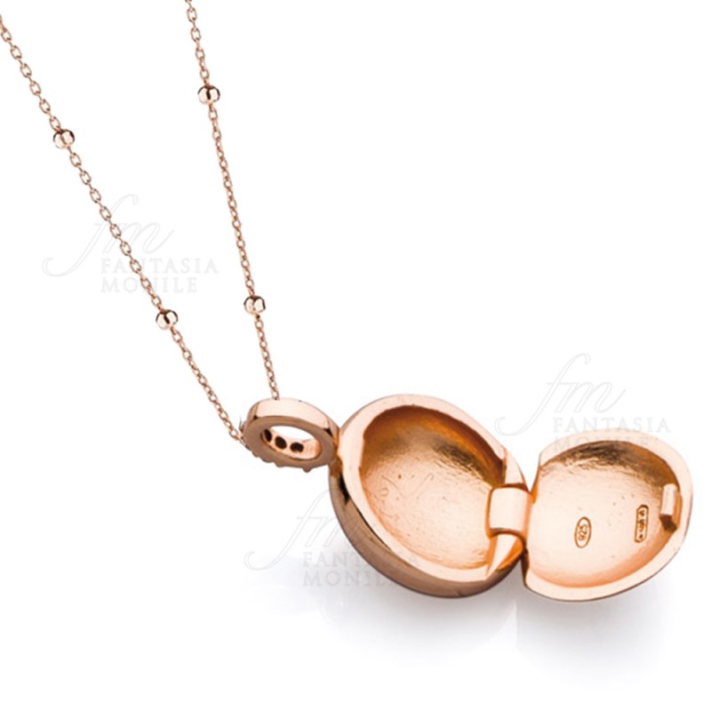 Collana Gatto Con Perla 10mm In Argento 925 Oro Rosa Per Donna - Eleganza E Simpatia In Un Gioiello Unico, Lunghezza 40+5cm - 2