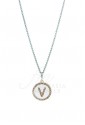 Collana Dvccio Donna Iniziale White Lettera V Small Bronzo 7917