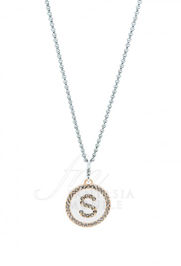 Philip Jones Collana Iniziale S Con Cristalli Swarovski - Pendente Rodiato Regalo
