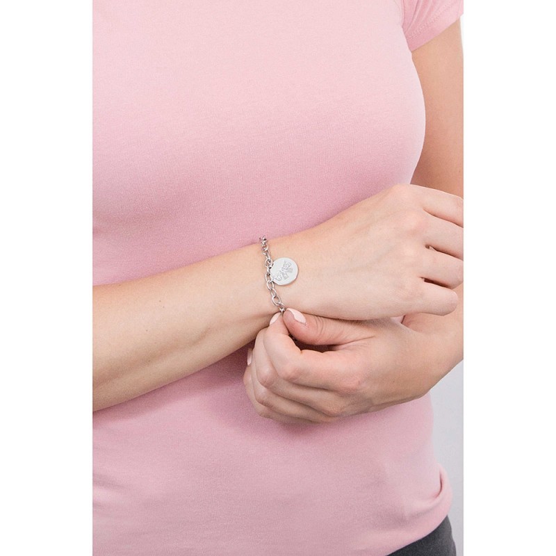 Bracciale Donna Luca Barra Summer, Acciaio Con Campanelle Smaltate Rosa E Cristalli Bianchi, Modello BK2465, Gioiello Elegante - 3