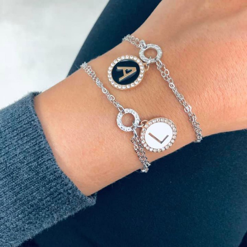 Bracciale Donna Con Iniziale Personalizzata A-Z In Acciaio Inossidabile | Regalo Originale Con Catena 18+5 Cm Per Amiche E Familiari | Gioiello Significativo Per Compleanno E Festa Della Mamma